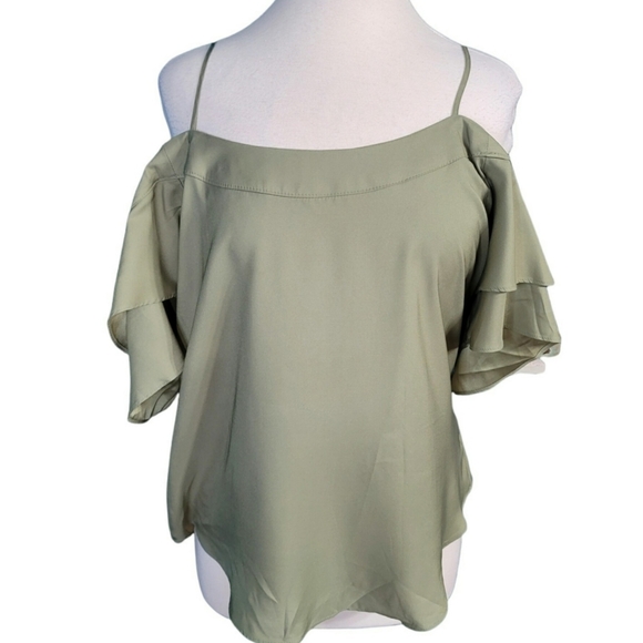New York And Company Sage Color Off Shoulder Blouse Size M - Picture 1 of 7